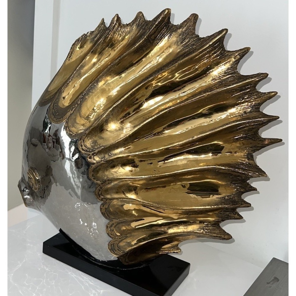 (20)P. GRANCHI VINTAGE LARGE ITALIAN ART DECO CERAMIC FISH GOLD COLOR RARE